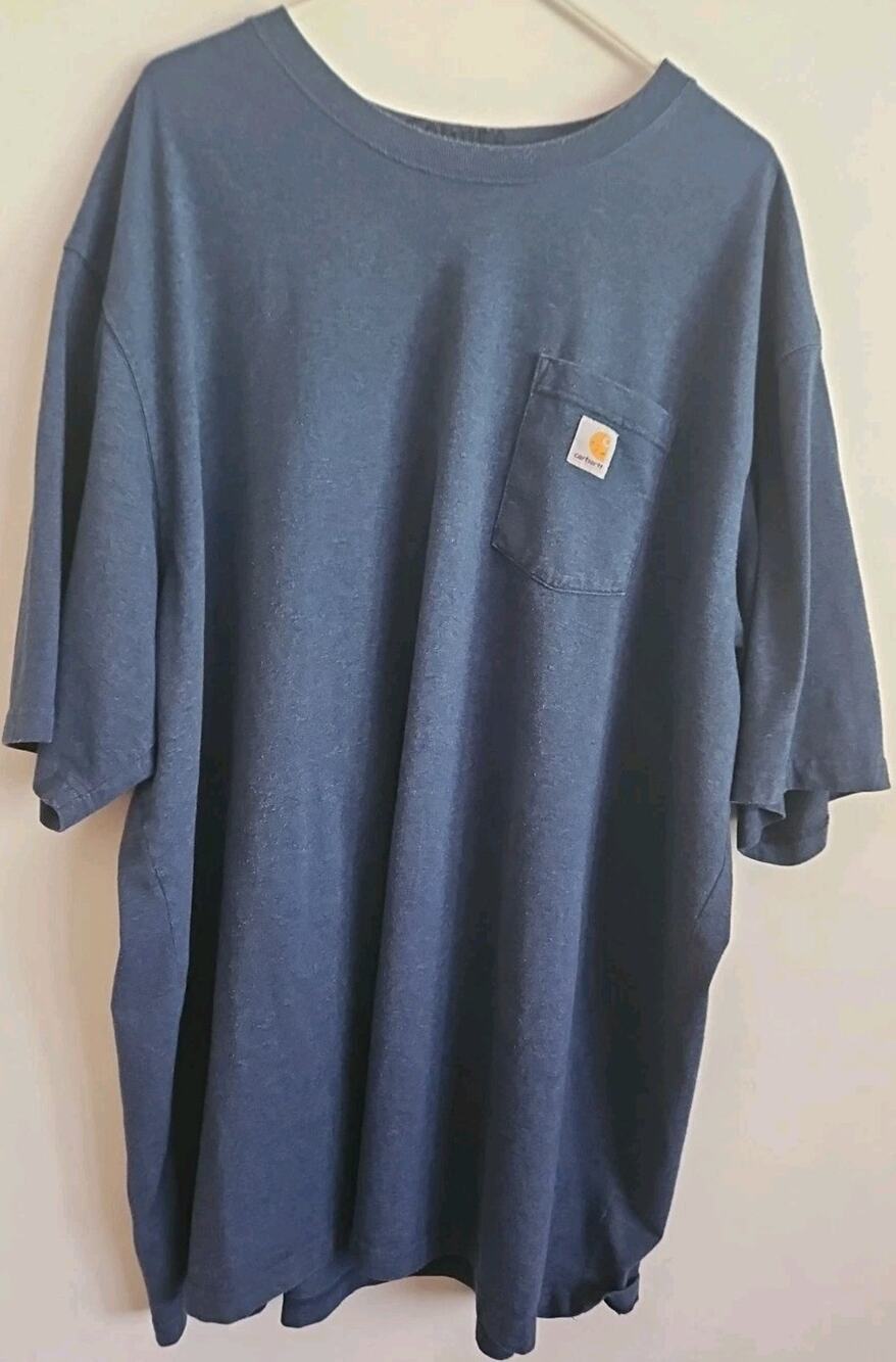 Carhartt Tshirt Mens Sz 4XL Blue Original Fit Short Sleeve Heavyweight